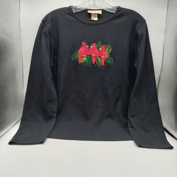 M & C Sportswear Black Knit Top Red Embellished Cardinals Size Medium - Picture 1 of 8